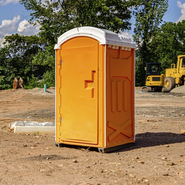 how often are the portable restrooms cleaned and serviced during a rental period in Androscoggin County